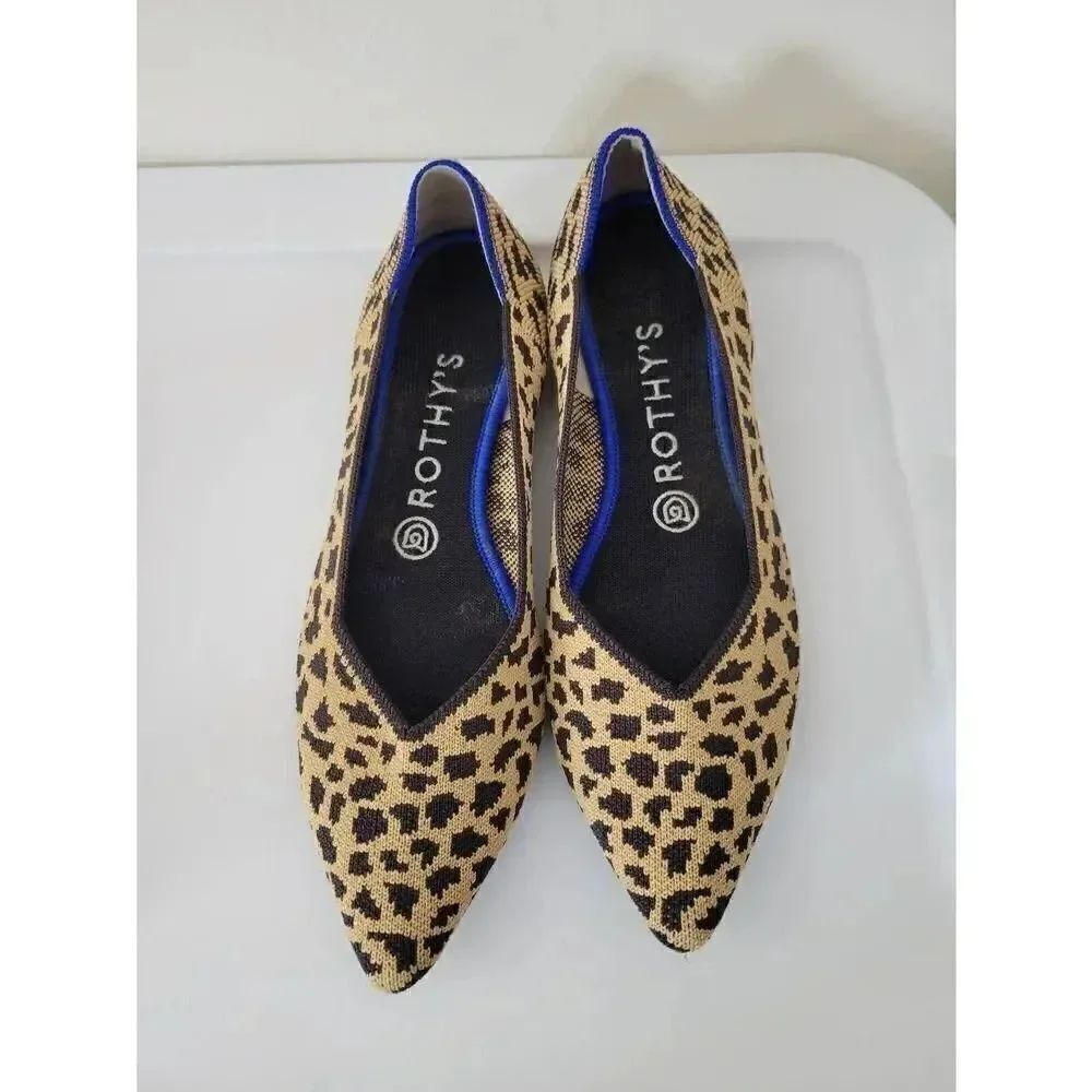 Rothy's The Point Leopard Cheetah Animal Print Ballet Flat Shoes W8